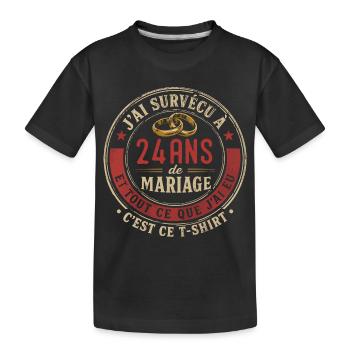 Humour Anniversaire : J'ai Survécu à 24 Ans - T-shirt bio Premium Enfant - noir - Devant