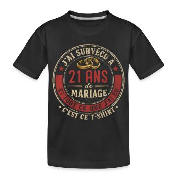 Humour Anniversaire : J'ai Survécu à 21 Ans - T-shirt bio Premium Enfant - noir - Devant
