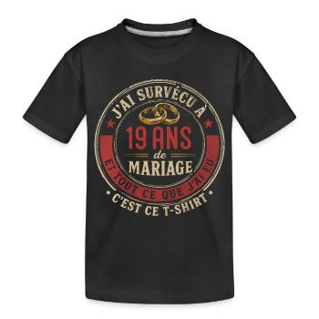 Humour Anniversaire : J'ai Survécu à 19 Ans - T-shirt bio Premium Enfant - noir - Devant