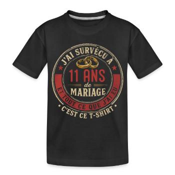 Humour Anniversaire : J'ai Survécu à 11 Ans - T-shirt bio Premium Enfant - noir - Devant