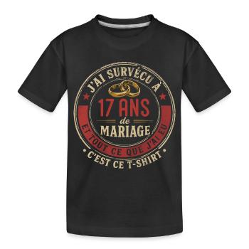 Humour Anniversaire : J'ai Survécu à 17 Ans - T-shirt bio Premium Enfant - noir - Devant