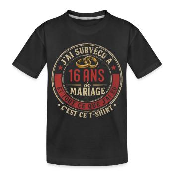 Humour Anniversaire : J'ai Survécu à 16 Ans - T-shirt bio Premium Enfant - noir - Devant