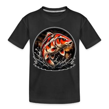 Red White Koi Splash Art Design - Kinder Premium Bio T-Shirt - Schwarz - Vorne