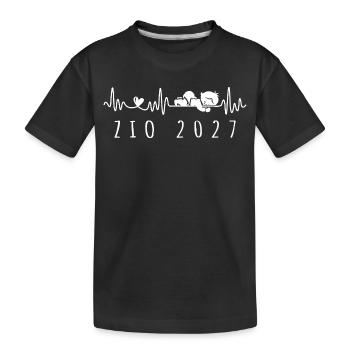 Zio 2027 Battito Cardiaco Annuncio Gravidanza - Kids' Premium Organic T-Shirt - black - Front