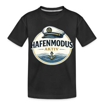 Hafenmodus aktiv maritimer Anker Spruch - Kinder Premium Bio T-Shirt - Schwarz - Vorne