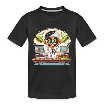 Weltraumkoch im Labor mit Aliens - Kinder Premium Bio T-Shirt - Schwarz - Vorne