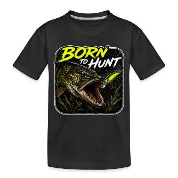 Conception de la pêche au brochet, né pour chasser - T-shirt bio Premium Enfant - noir - Devant