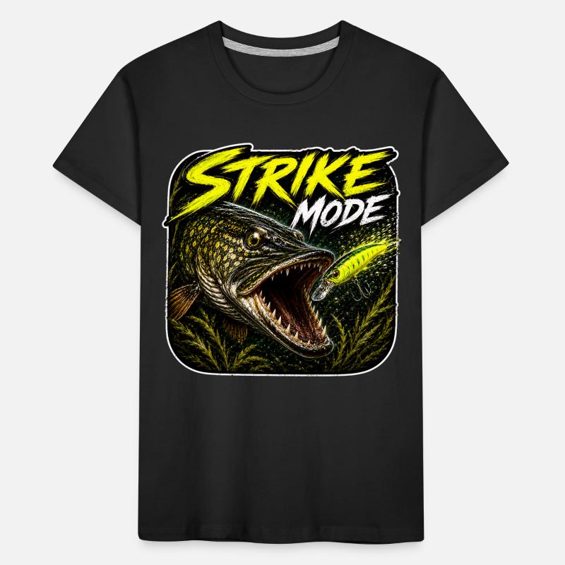 Strike-Mode Hechtfischerei-Design Kinder Premium Bio T-Shirt