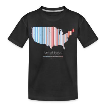 United States – Climate History Warming Stripes Map Print - Kids' Premium Organic T-Shirt - black - Front