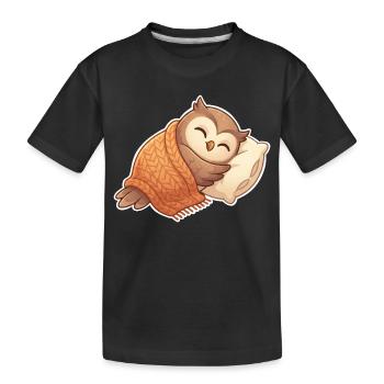 Eule Schlafen - Kinder Premium Bio T-Shirt - Schwarz - Vorne