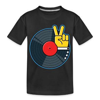 Album vinyle avec la main montrant le signe de la paix - T-shirt bio Premium Enfant - noir - Devant