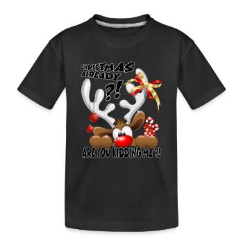 « Noël déjà ?! » Renne Drôle qui Regarde - T-shirt bio Premium Enfant - noir - Devant