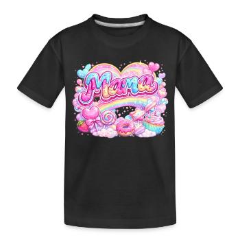 Mama Bonbons et Arc-en-Ciel | Cadeau Maman - T-shirt bio Premium Enfant - noir - Devant