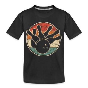 Retro Bowling Skittles with Ball for Skittles Club - Kids' Premium Organic T-Shirt - black - Front