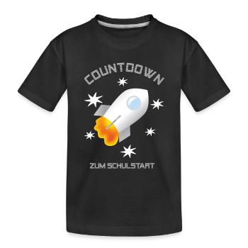 Countdown zum Schulstart Rakete mit weißen Sternen - Kinder Premium Bio T-Shirt - Schwarz - Vorne