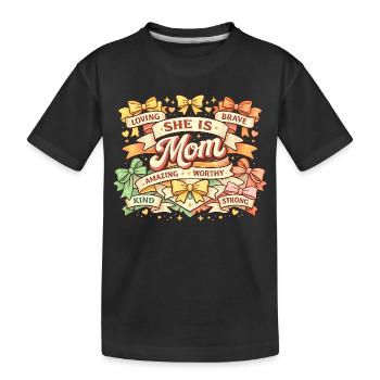 Sie ist Mama Retro Bänder & Schleifen | Mama-Geschenk - Kinder Premium Bio T-Shirt - Schwarz - Vorne