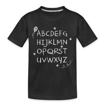 ABC chalk writing white stars & balloon - Kids' Premium Organic T-Shirt - black - Front