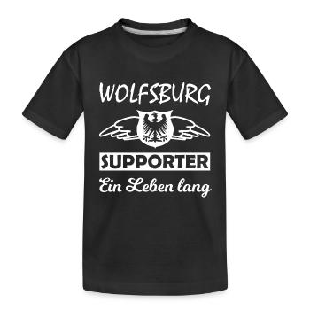 Wolfsburg Supporter Lebenslang - Kinder Premium Bio T-Shirt - Schwarz - Vorne
