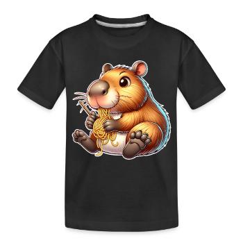 Capybara Pasta - Kids' Premium Organic T-Shirt - black - Front