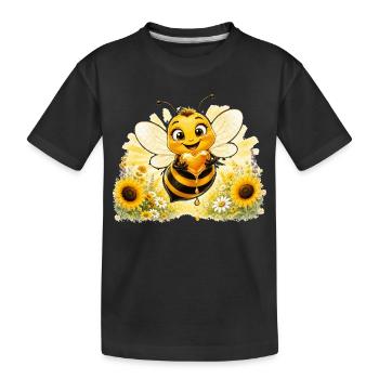 bee honey beekeeper honeycomb flowers meadow insect - Kids' Premium Organic T-Shirt - black - Front