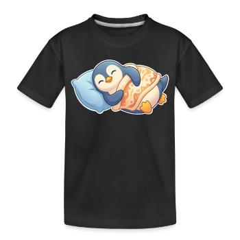 Pinguin Schlafen - Kinder Premium Bio T-Shirt - Schwarz - Vorne