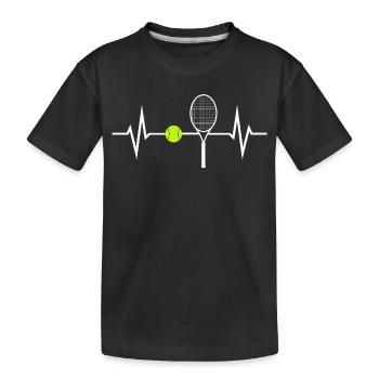 Tennis Liebe EKG Herzschlag Herzfrequenz Puls - Kinder Premium Bio T-Shirt - Schwarz - Vorne