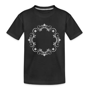 Ornament-Ring Blütenrahmen weiß - Wunschtext - Kinder Premium Bio T-Shirt - Schwarz - Vorne