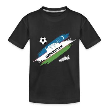 Usbekistan Fußball Usbekistan Fußball Foo Trikot - Kinder Premium Bio T-Shirt - Schwarz - Vorne