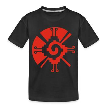 Solar Geometric Pattern (Red) - Kids' Premium Organic T-Shirt - black - Front