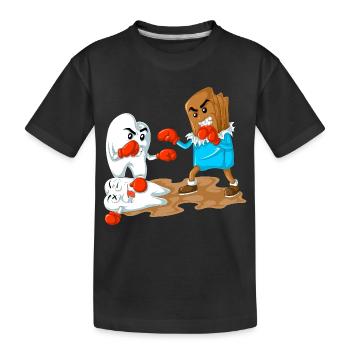 Schokolade vs. Zahnboxen lustiges Zahnarztgeschenk - Kinder Premium Bio T-Shirt - Schwarz - Vorne