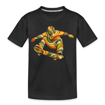 Skateur Vagues Rétro | Design Skate Vintage Psyché - T-shirt bio Premium Enfant - noir - Devant