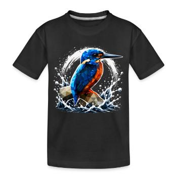Low-Poly-Eisvögel-Design - Kinder Premium Bio T-Shirt - Schwarz - Vorne