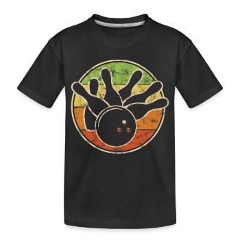 Vintage Bowling Skittles with Ball for Skittles Club - Kids' Premium Organic T-Shirt - black - Front
