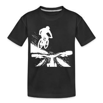 Point de vue du saut en descente en VTT - Conception de VTT - T-shirt bio Premium Enfant - noir - Devant