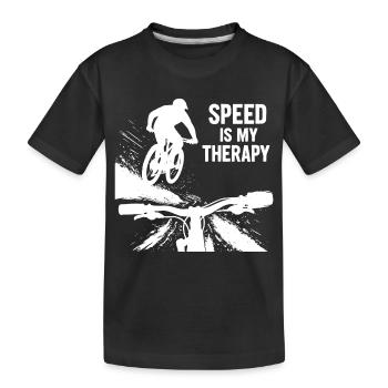 La vitesse est ma thérapie - Point de vue du saut en descente en VTT - T-shirt bio Premium Enfant - noir - Devant