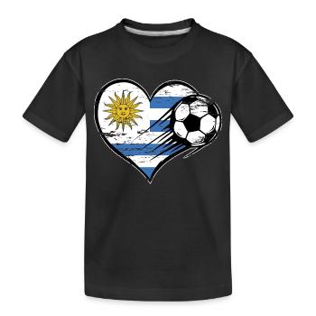 Uruguay Flagge Fußball mit Herz used - Kinder Premium Bio T-Shirt - Schwarz - Vorne
