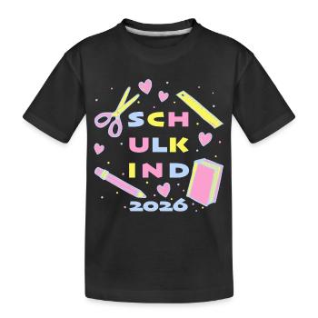 Enfant scolaire 2026 – Don d’inscription scolaire pour filles - T-shirt bio Premium Enfant - noir - Devant