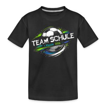 Fußball Einschulung 2026 – Team Schule - 1. Klasse - Kinder Premium Bio T-Shirt - Schwarz - Vorne
