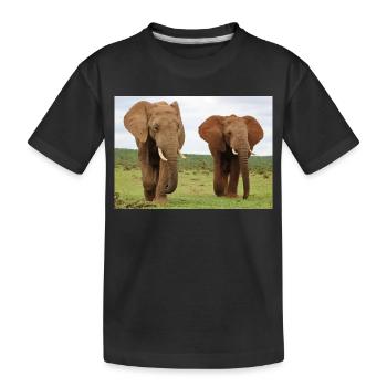 Deux éléphants sur la savane - T-shirt bio Premium Enfant - noir - Devant