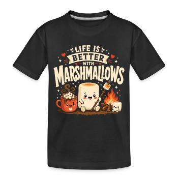 Life is better with marshmallows - Kids' Premium Organic T-Shirt - black - Front