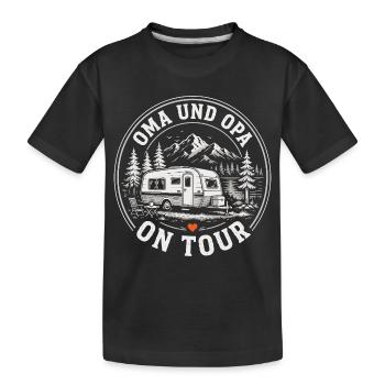 Camping Oma und Opa On Tour Shirt - Kinder Premium Bio T-Shirt - Schwarz - Vorne