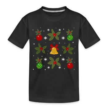 Wintermotiv aus Glocken und Kugeln - Kinder Premium Bio T-Shirt - Schwarz - Vorne