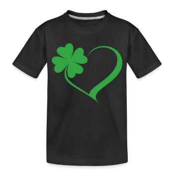 Grünes Kleeblatt Herz Design - Kinder Premium Bio T-Shirt - Schwarz - Vorne