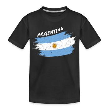 Argentina Argentinien Argentinische Flagge Brush - Kinder Premium Bio T-Shirt - Schwarz - Vorne