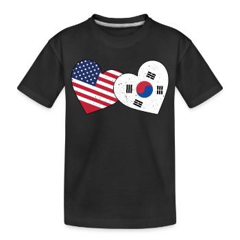 Südkorea und US-Flagge Amerikanisch Koreanisch - Kinder Premium Bio T-Shirt - Schwarz - Vorne