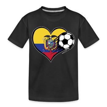 Ecuador Flag Football with Heart - Kids' Premium Organic T-Shirt - black - Front