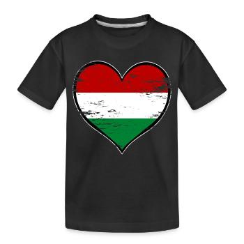 Drapeau du cœur hongrois utilisé - T-shirt bio Premium Enfant - noir - Devant