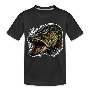 Hechtangeln - Kinder Premium Bio T-Shirt - Schwarz - Vorne