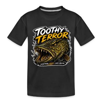 Terreur dentée de pêche au brochet - T-shirt bio Premium Enfant - noir - Devant