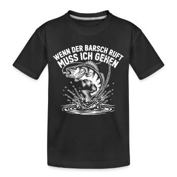 Barsch Angeln - Kinder Premium Bio T-Shirt - Schwarz - Vorne
